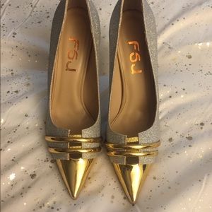 Gold and Silver Wedding Pump Shoes